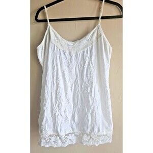 Maurice’s Crinkle Cami Tank Top Lace White Size XL Y2K